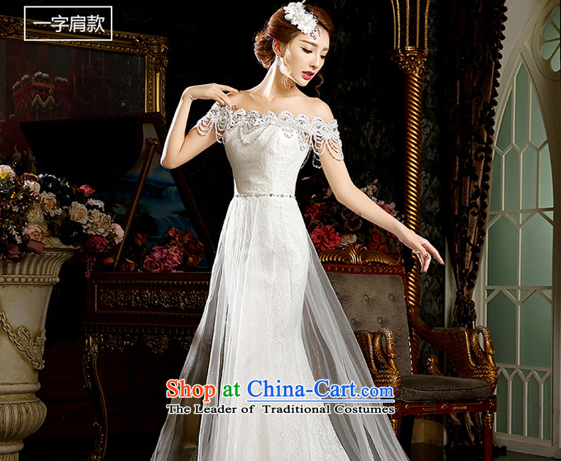 As the Korean version of 2015 on the new word shoulder and chest tail lace align to Sau San crowsfoot code wedding dresses white streaks in the size is not a replacement for a picture, prices, brand platters! The elections are supplied in the national character of distribution, so action, buy now enjoy more preferential! As soon as possible.