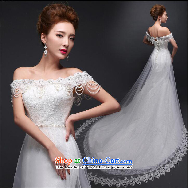 As the Korean version of 2015 on the new word shoulder and chest tail lace align to Sau San crowsfoot code wedding dresses white streaks in the size is not a replacement for a