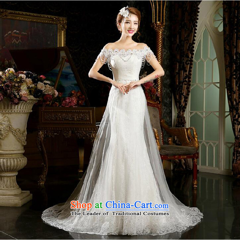 As the Korean version of 2015 on the new word shoulder and chest tail lace align to Sau San crowsfoot code wedding dresses white streak to no refunds or exchanges of size, as , , , shopping on the Internet
