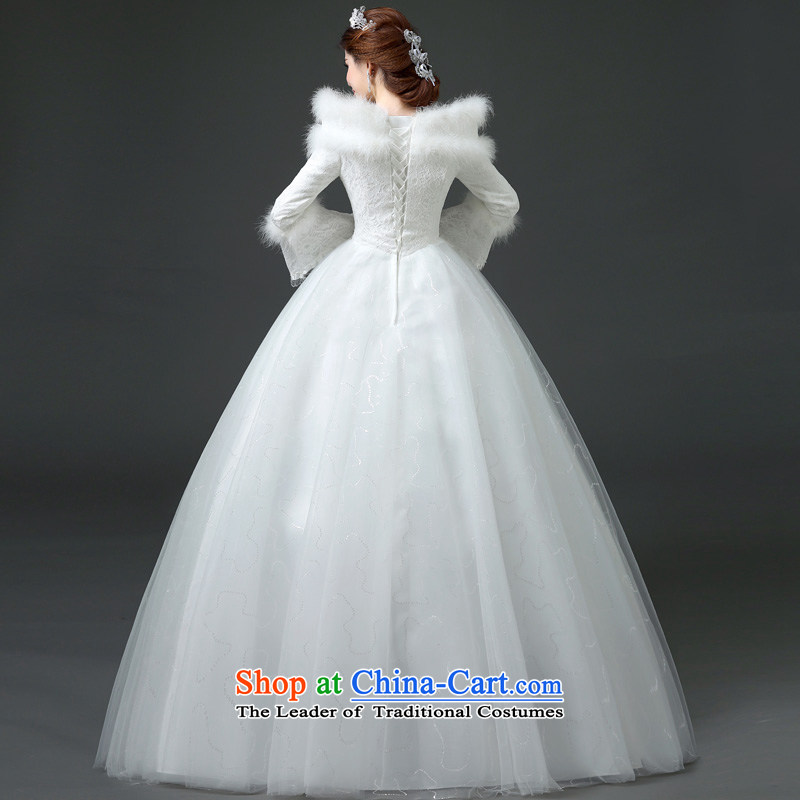 In 2015 winter new friends bride wedding a field for the winter of long-sleeved thick wedding Korean version thin winter wedding dresses white S waistline 1.9 feet, yards, Yi (LANYI) , , , shopping on the Internet