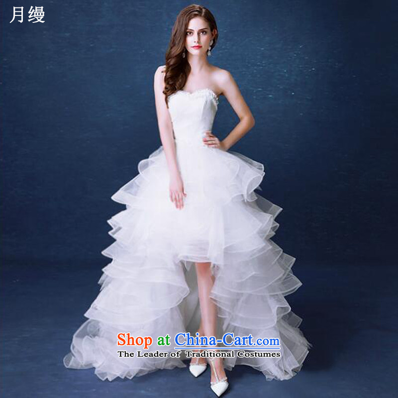 The following new paragraph on 2015 front stub long after small trailing wedding sweet anointed chest princess bon bon dress small short skirt White XL