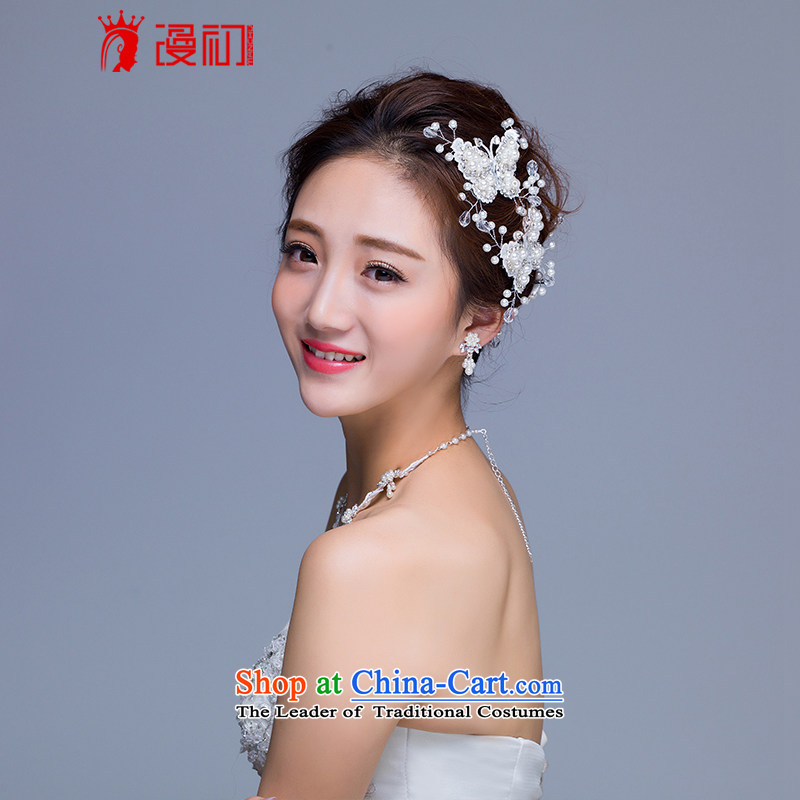In the early 2015 new man bride jewelry and ornaments butterfly pearl necklaces earrings kit marriage jewelry and ornaments three butterfly, spilling the early shopping on the Internet has been pressed.