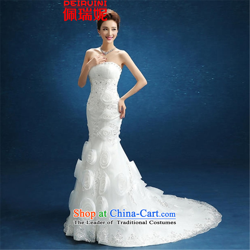 Pei, Connie New 2015 crowsfoot wedding flower sexy S-Video tail small Sau San thin wiping the chest dresses winter white S, PEI, NI (PEIRUINI) , , , shopping on the Internet