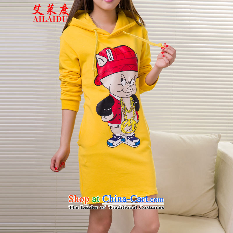 The Aileu degrees 2015 autumn and winter large female stars with jacket, cartoon in long sweater dresses JZX13-1_8606 orange , L, Aileu AILAIDU () , , , shopping on the Internet