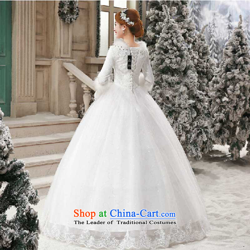 Red bride wedding dresses 2015 new winter Korean to align the large long-sleeved thick cotton retro white L, love of Sau San Su-lan , , , shopping on the Internet