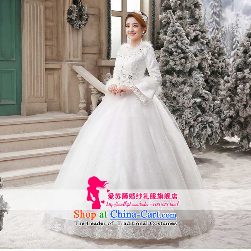 Red bride wedding dresses 2015 new winter Korean to align the large long-sleeved thick cotton retro white L, love of Sau San Su-lan , , , shopping on the Internet