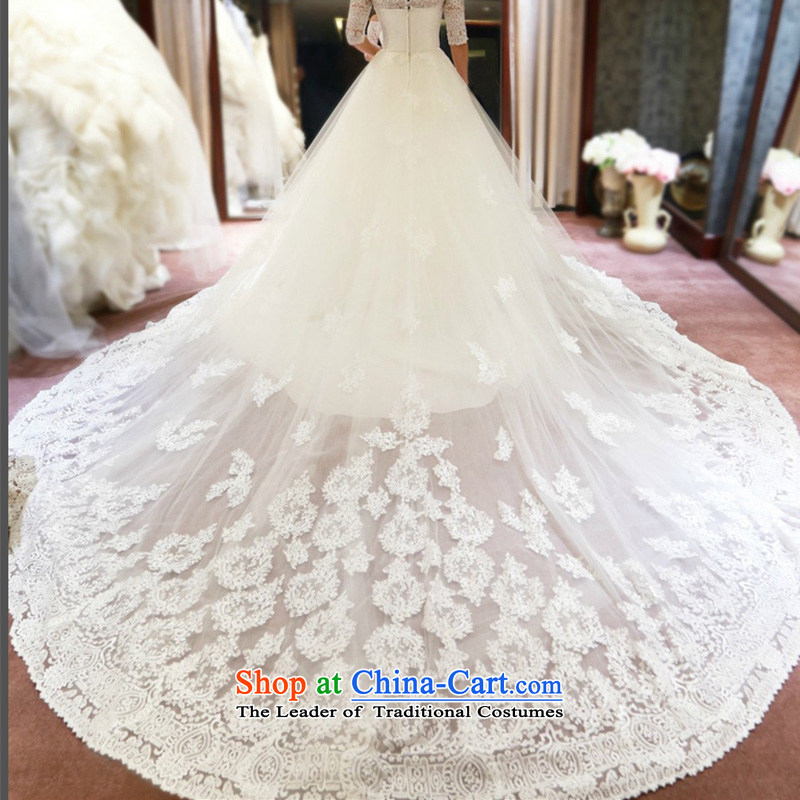 2015 Autumn and winter a new field for the bride shoulder wedding dresses long tail align to larger Sau San lace large tail straps, 60CM tail spread.... Jie M shopping on the Internet