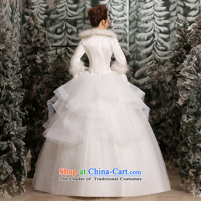 Yong-yeon close alignment with the new 2015 wedding dresses Korean collar large stylish graphics thin bride winter wedding white cotton M, Yong-yeon and shopping on the Internet has been pressed.