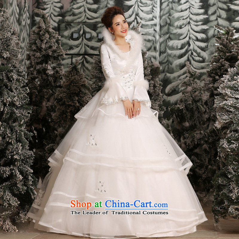 Yong-yeon and 2015 New winter to align the thick bon bon skirt wedding marriages long-sleeved plus cotton wedding made no size white replacement, and Yim-yong , , , shopping on the Internet