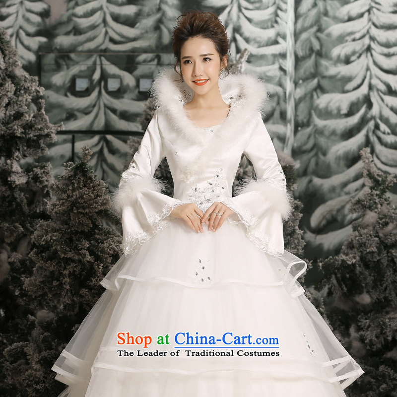 Yong-yeon and 2015 New winter to align the thick bon bon skirt wedding marriages long-sleeved plus cotton wedding made no size white replacement, and Yim-yong , , , shopping on the Internet