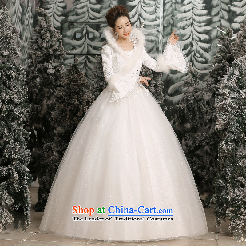 Yong-yeon close alignment with the new 2015 wedding dresses Korean lace collar stylish large graphics thin bride winter wedding white cotton made no refunds or exchanges, Yong Size Yim Close shopping on the Internet has been pressed.