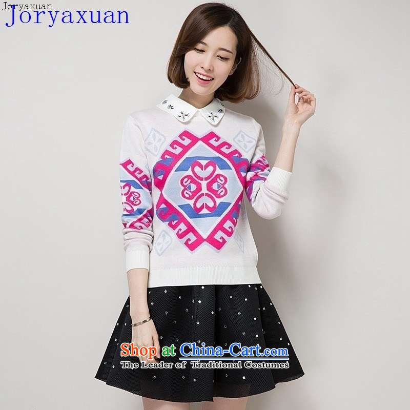 Deloitte Touche Tohmatsu trade shop new product lines for autumn and winter geometric patterns Korea woolen pullover female relaxd stylish large knitting forming the beige?XL