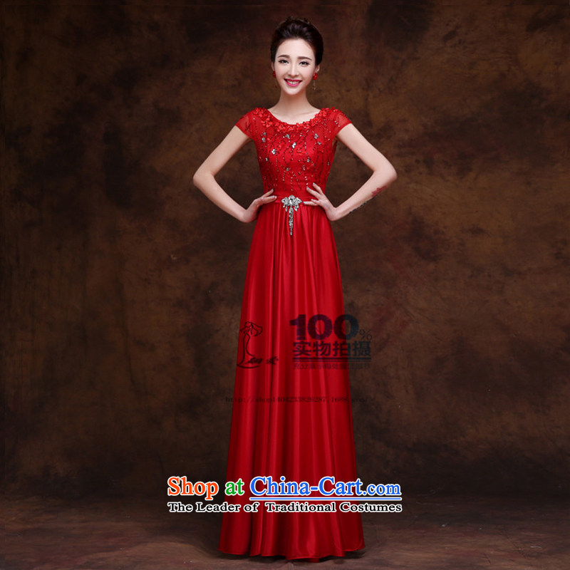 2015 new dresses red door marriages bows service banquet evening dresses long shoulders in spring and summer red XXL, Charlene Choi Spirit (yanling) , , , shopping on the Internet