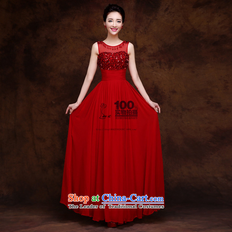2015 new stylish evening dresses red damask long diamond shoulders dinner dress Show Services Red XS picture, prices, brand platters! The elections are supplied in the national character of distribution, so action, buy now enjoy more preferential! As soon as possible.