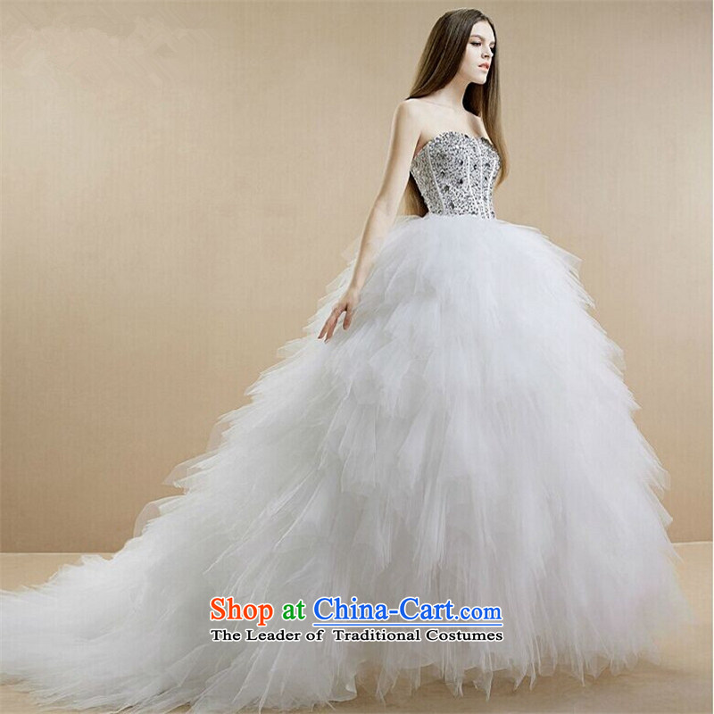 Yong-yeon and 2015 NEW STYLISH diamond wiping the chest type long tail feathers of the brides dress to court straps wedding White M, Yong-yeon and shopping on the Internet has been pressed.
