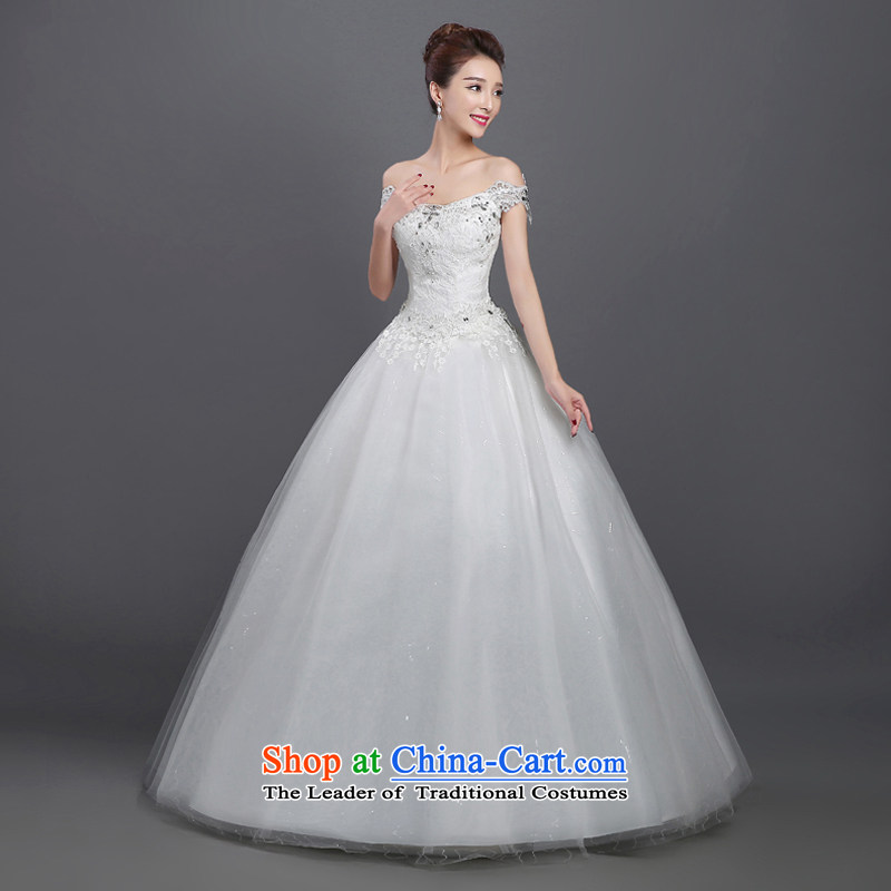2015 new upscale wedding dress bride first field shoulder wedding marriage pregnant women large thin align graphics to wedding white shirt with winter, L, varies with the , , , shopping on the Internet