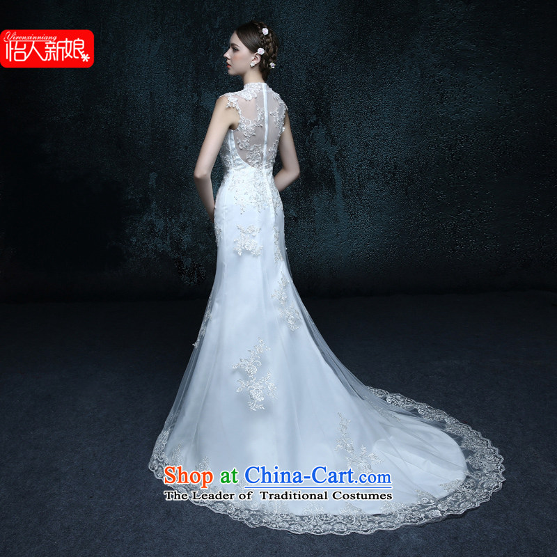 2015 new bride minimalist align to shoulder a crowsfoot drag autumn graphics skinny tail drill lace wedding dresses, Choo white pleasant bride shopping on the Internet has been pressed.