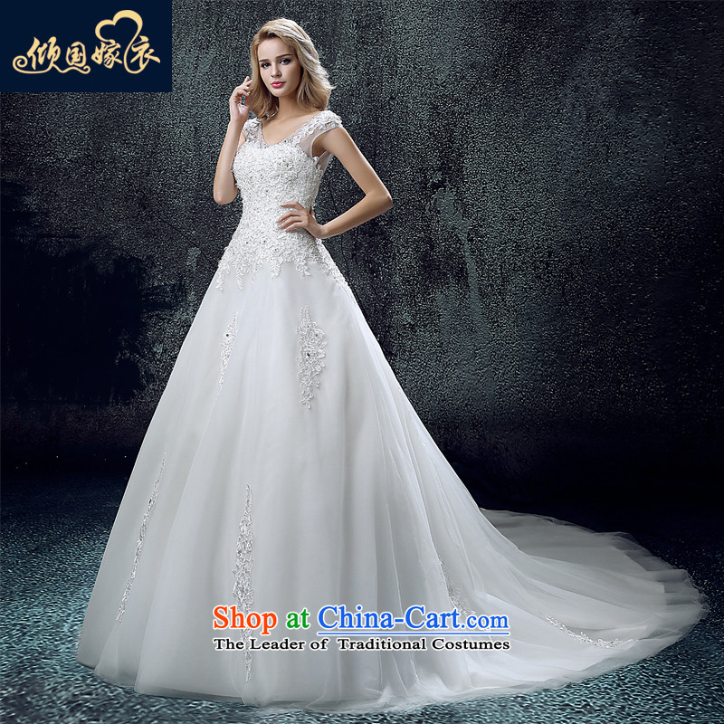 The bride wedding dress autumn Sau San tie bride crowsfoot marriage wedding tail shoulders a field shoulder dress skirt white XS, soothe the wedding dress shopping on the Internet has been pressed.