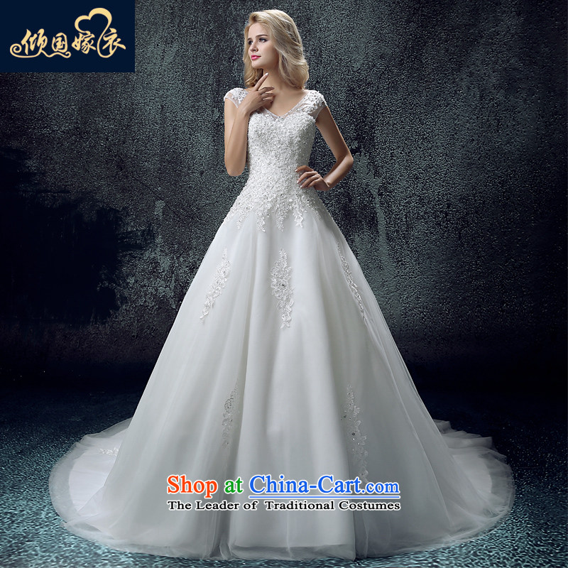 The bride wedding dress autumn Sau San tie bride crowsfoot marriage wedding tail shoulders a field shoulder dress skirt white XS, soothe the wedding dress shopping on the Internet has been pressed.