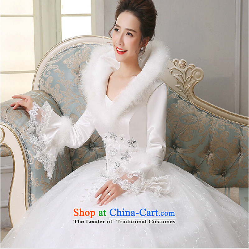 2015 new thick winter clothing wedding dresses marriages winter wedding long-sleeved winter, lace Sau San Wedding White XL, Su-lan , , , Love shopping on the Internet