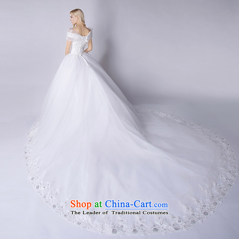 2015 Autumn and winter new Korean word   tail bride shoulder wedding dresses to align the white wedding gown irrepressible Korean brides wedding dress bride large wedding female large white tail , L4, according to the , , , Love shopping on the Internet