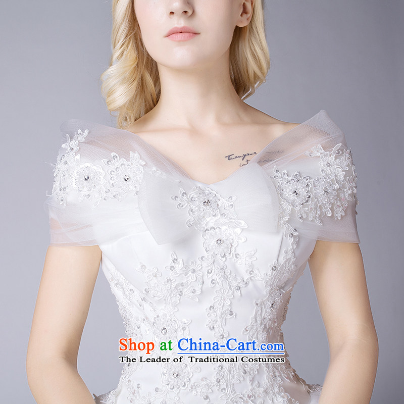 2015 Autumn and winter new Korean word   tail bride shoulder wedding dresses to align the white wedding gown irrepressible Korean brides wedding dress bride large wedding female large white tail , L4, according to the , , , Love shopping on the Internet