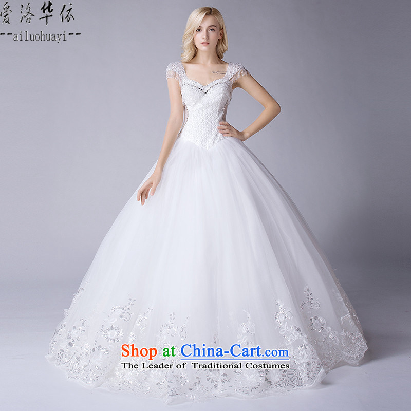 2015 Autumn bride new shoulders custom bride Sau San Korean video thin V-Neck Strap tail wedding dress bride manually set the drill wedding bride irrepressible replacing white alignment of the funds from the made-to-do not switch