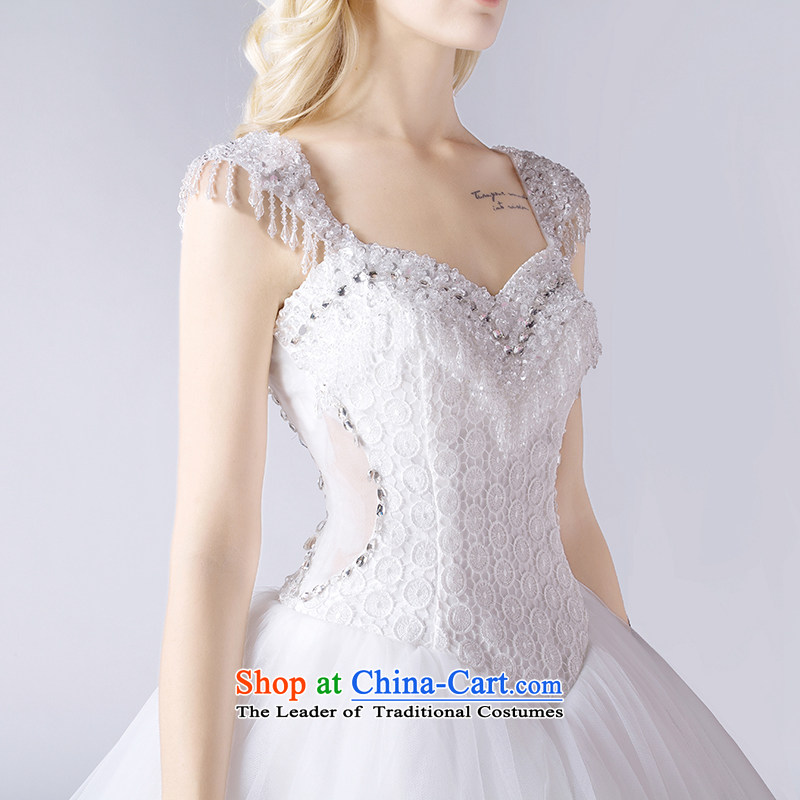 2015 Autumn bride new shoulders custom bride Sau San Korean video thin V-Neck Strap tail wedding dress bride manually set the drill wedding bride irrepressible replacing white alignment of the funds from the made-to-do not switch, in accordance with the C