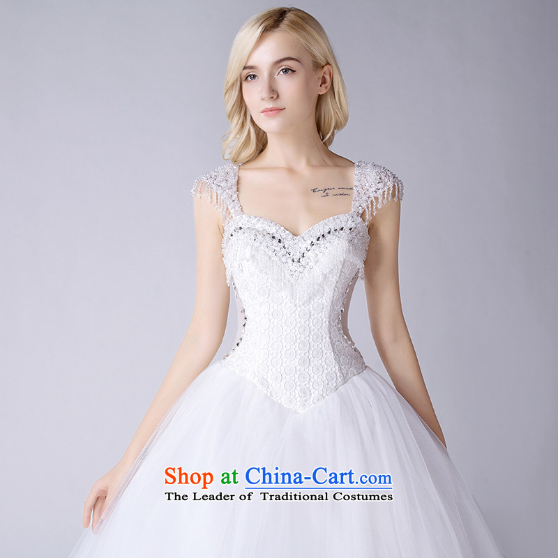 2015 Autumn bride new shoulders custom bride Sau San Korean video thin V-Neck Strap tail wedding dress bride manually set the drill wedding bride irrepressible replacing white alignment of the funds from the made-to-do not switch, in accordance with the C