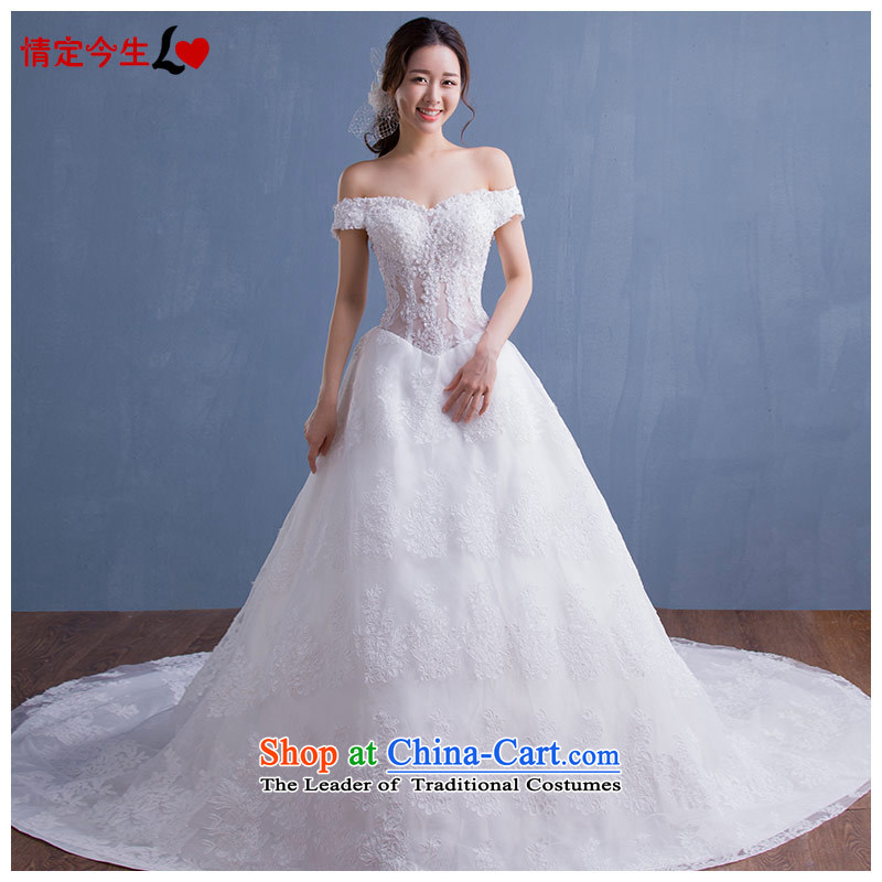 Love of the life of the new 2015 won a pearl nail elegant version field shoulder straps large white romantic tail bride wedding customised graphics thin whiteXS