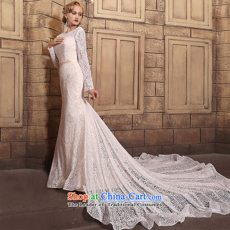 Custom Wedding 2015 dressilyme autumn and winter new retro lace crowsfoot trailing back long, long-sleeved wedding bride wedding dress ivory - no spot XXXL,DRESSILY OCCASIONS ME WEAR ON-LINE,,, shopping on the Internet