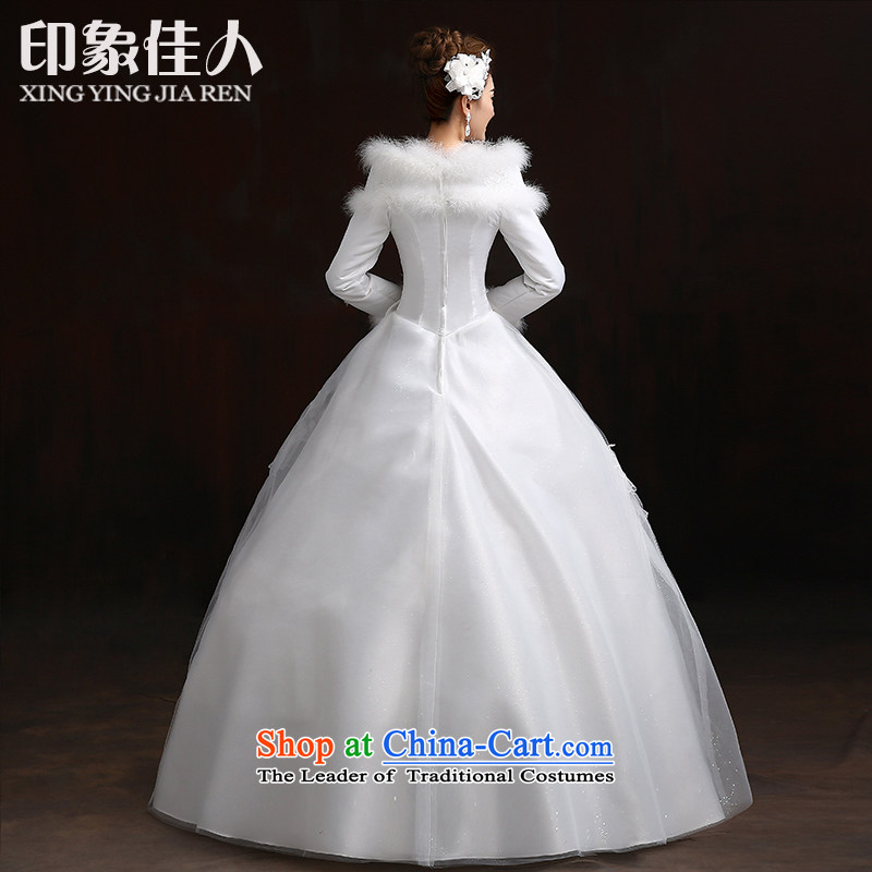 Starring Korean-style impression 2015 new graphics thin winter wedding dress white long-sleeved cotton plus winter autumn and winter for the Korean version of the winter gross) White M impression Love , , , shopping on the Internet