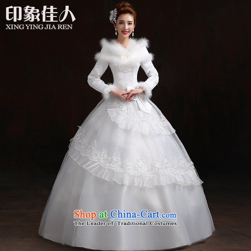 Starring Korean-style impression 2015 new graphics thin winter wedding dress white long-sleeved cotton plus winter autumn and winter for the Korean version of the winter gross) White M impression Love , , , shopping on the Internet
