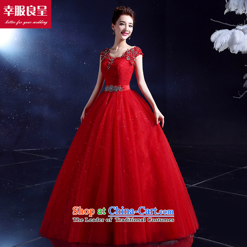The privilege of serving-leung, Korea wedding dresses marriage toasting champagne 2015 bridal dresses shoulders to align the large number of field shoulder lace Diamond red wedding services-leung had XL, , , , shopping on the Internet