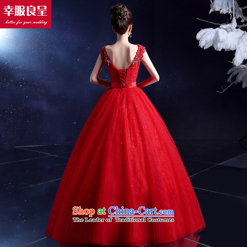 The privilege of serving-leung, Korea wedding dresses marriage toasting champagne 2015 bridal dresses shoulders to align the large number of field shoulder lace Diamond red wedding services-leung had XL, , , , shopping on the Internet
