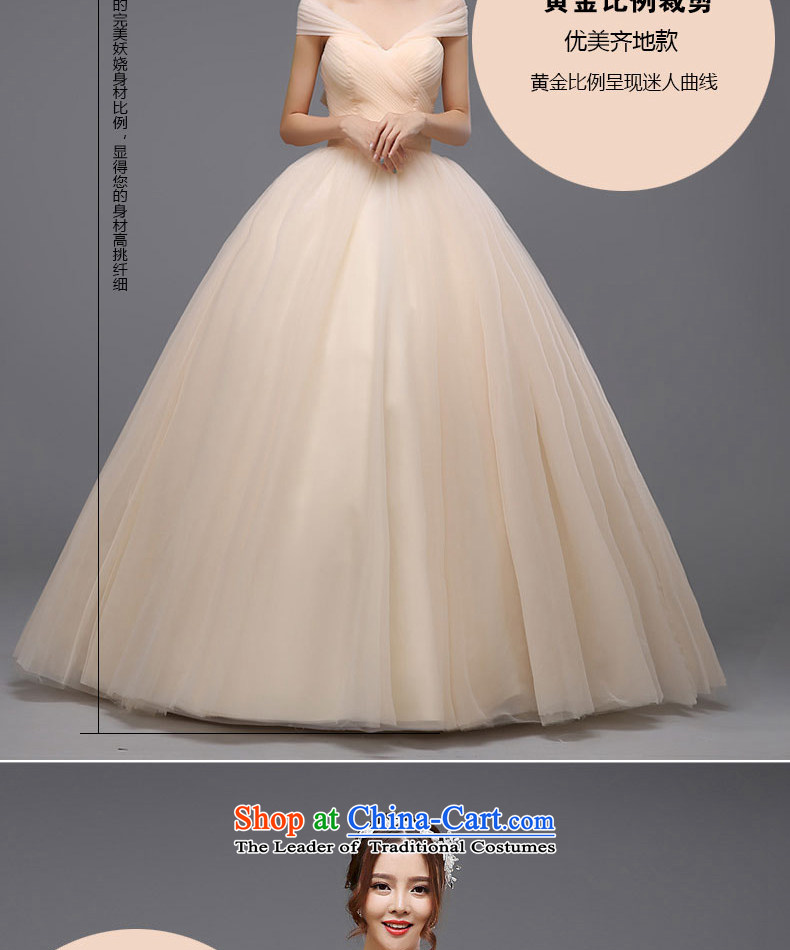Wedding dress 2015 new Korean marriages large graphics thin pregnant women champagne color word your shoulders to wedding White M pictures, prices, brand platters! The elections are supplied in the national character of distribution, so action, buy now enjoy more preferential! As soon as possible.