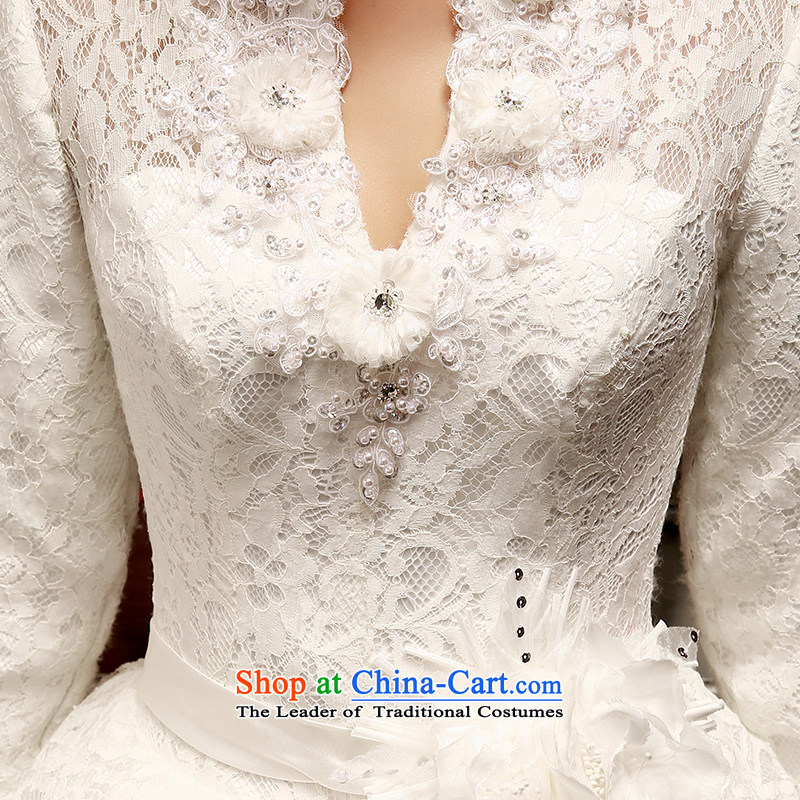 Wedding dress 2015 new winter wedding thick winter clothing bride to align the long-sleeved warm autumn and winter, Wedding White M Yue the married arts , , , shopping on the Internet