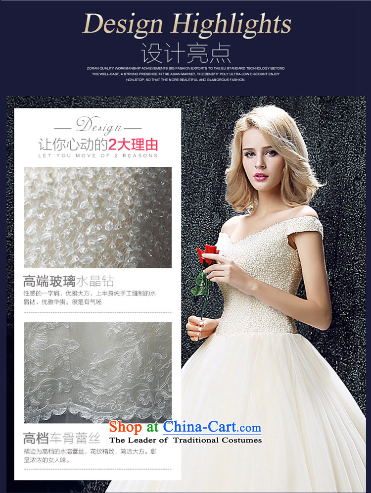 Wedding dress 2015 new Korean brides large graphics to align the thin shoulders the word wedding shoulder tail of autumn and winter champagne color S picture, prices, brand platters! The elections are supplied in the national character of distribution, so action, buy now enjoy more preferential! As soon as possible.