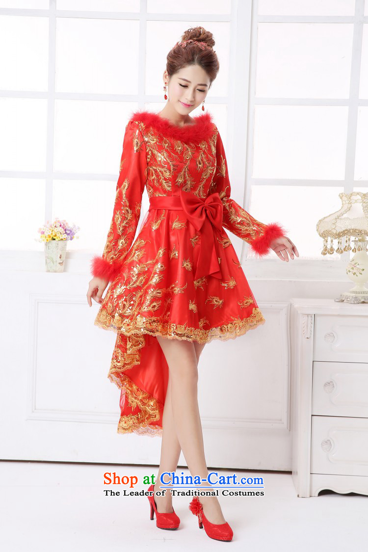 2015 Autumn and winter new bride's chief of bows cuff bride Dress Short of pregnant women wedding dress evening dresses XL Photo, prices, brand platters! The elections are supplied in the national character of distribution, so action, buy now enjoy more preferential! As soon as possible.