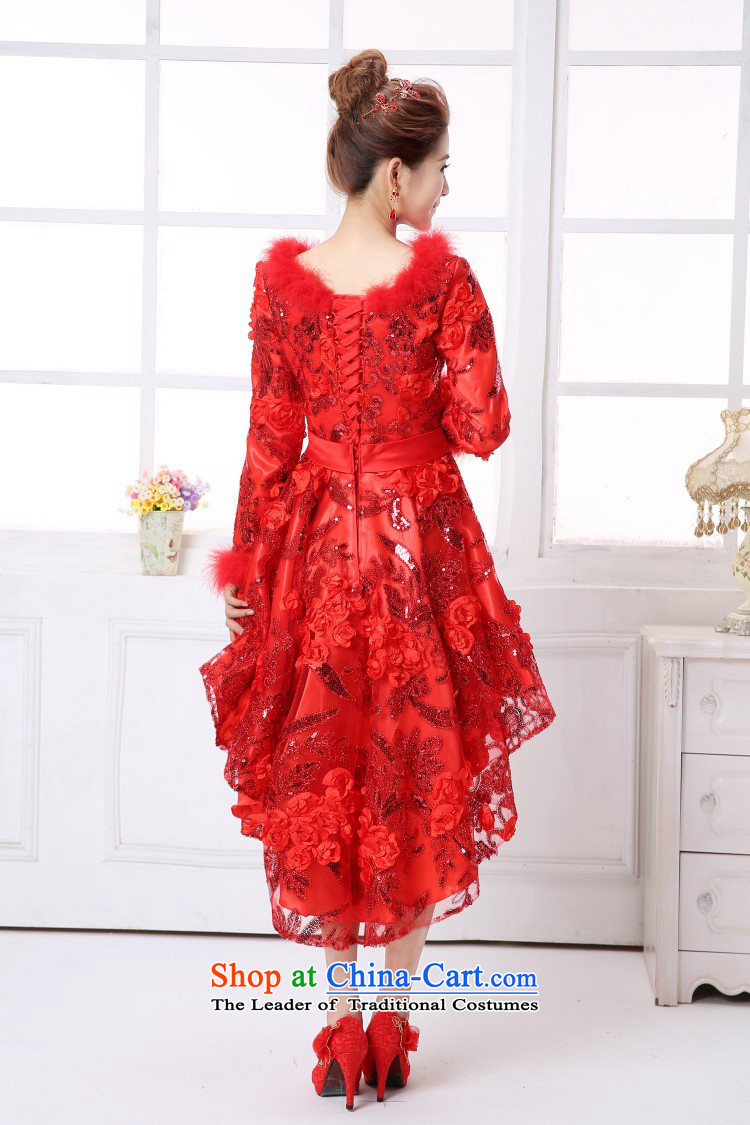 2015 Winter, married women serving drink red dress Sau San video thin shoulders in Sleeve V-Neck long gown XL Photo, prices, brand platters! The elections are supplied in the national character of distribution, so action, buy now enjoy more preferential! As soon as possible.