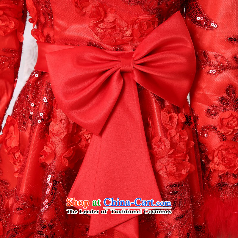 2015 Winter, married women serving drink red dress Sau San video thin shoulders in Sleeve V-Neck long gown XL Photo, prices, brand platters! The elections are supplied in the national character of distribution, so action, buy now enjoy more preferential! As soon as possible.