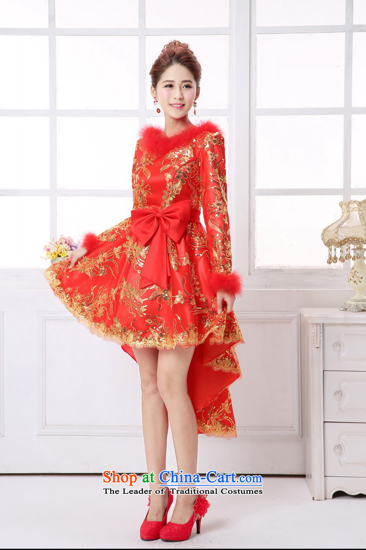 Winter wedding dress bride bows long service large red stylish pregnant women banquet dinner dress Top Loin XXXL need to do not support returning picture, prices, brand platters! The elections are supplied in the national character of distribution, so action, buy now enjoy more preferential! As soon as possible.