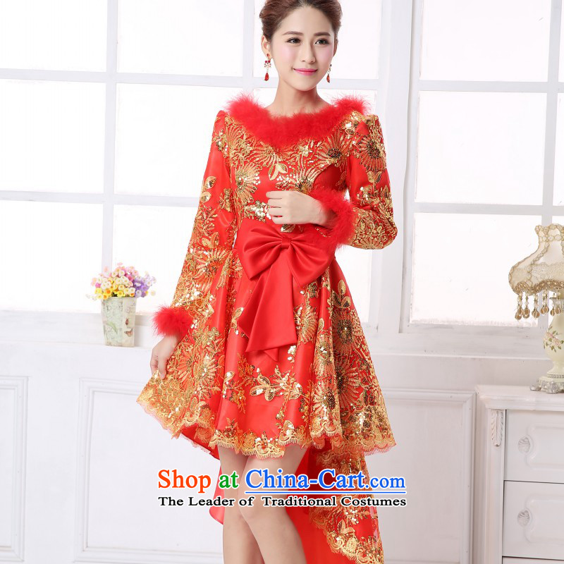 2015 new bride bows services wedding red wedding dress folder word cotton shoulder female autumn and winter evening dresses need to do not XXL support returning, love so Peng (AIRANPENG) , , , shopping on the Internet