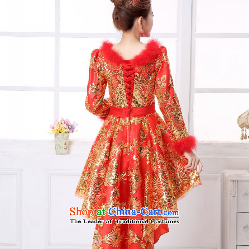 2015 new bride bows services wedding red wedding dress folder word cotton shoulder female autumn and winter evening dresses need to do not XXL support returning, love so Peng (AIRANPENG) , , , shopping on the Internet