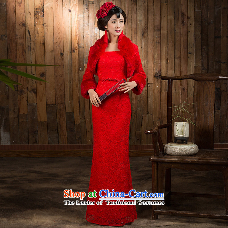 You do not marry non-bride bows services red qipao new 2015 autumn and winter long-sleeved long skirt wedding dress bride red S, non-you do not marry shopping on the Internet has been pressed.