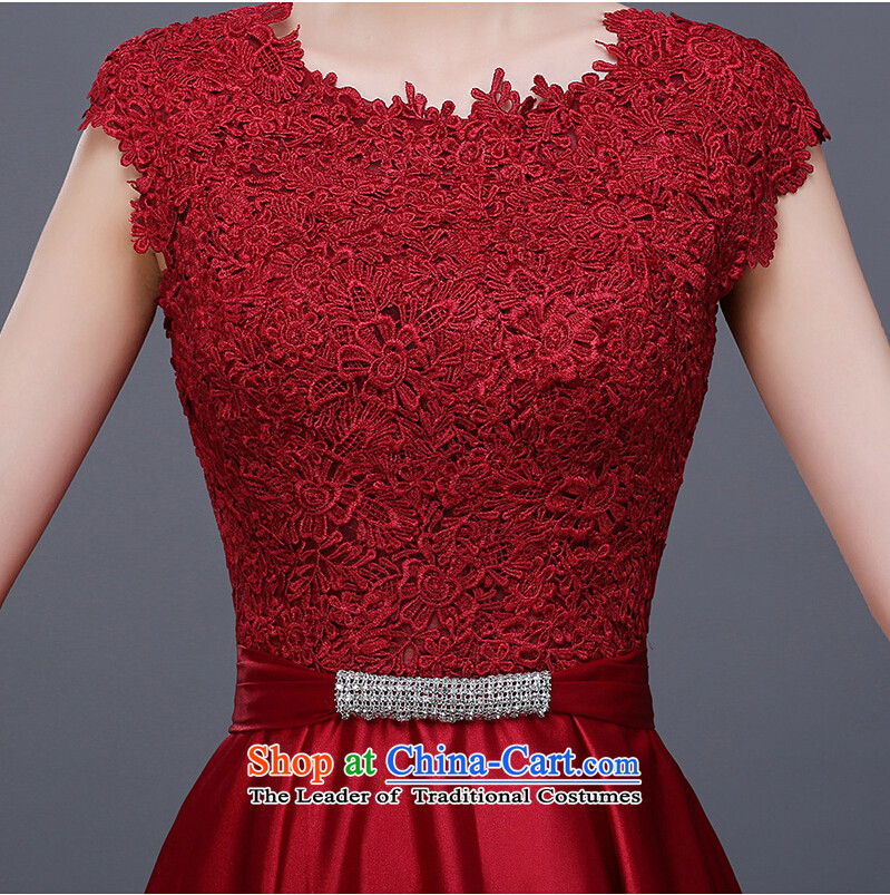 Banquet dinner dress long winter 2015 new wedding video thin red double-Sau San shoulder marriages bows services fall inside the girl dark red L picture, prices, brand platters! The elections are supplied in the national character of distribution, so action, buy now enjoy more preferential! As soon as possible.