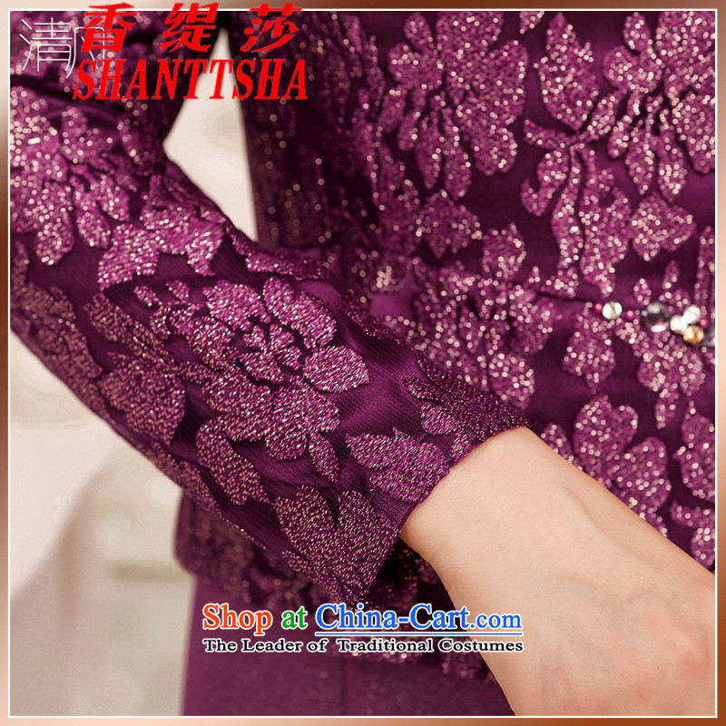 The Hong Sa 2015 New Economy wedding dresses lace leave two wedding banquet to celebrate the wedding-dress Zi Jin , L, incense economy Lisa (SHANTTSHA shopping on the Internet has been pressed.)