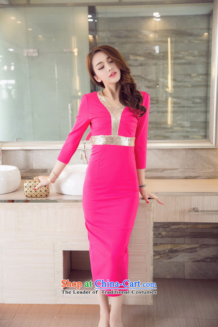 The 2015 autumn Fen New Sau San Sleek and Sexy V-Neck back on chip package and dress long skirt the girl in the red , the price and the picture L brand platters! The elections are supplied in the national character of distribution, so action, buy now enjoy more preferential! As soon as possible.