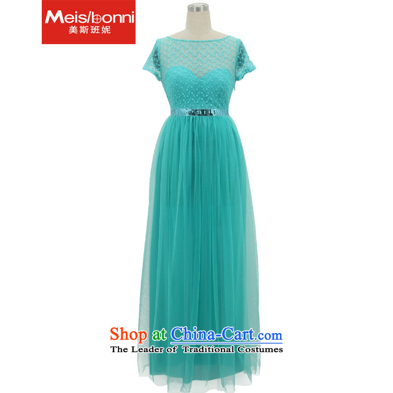 The United States, Europe and the 2015 short-sleeved Connie lace stitching engraving banquet dress dresses evening dress 5SJQ blue lagoon , S, Taliban meisibonni stephanie () , , , shopping on the Internet