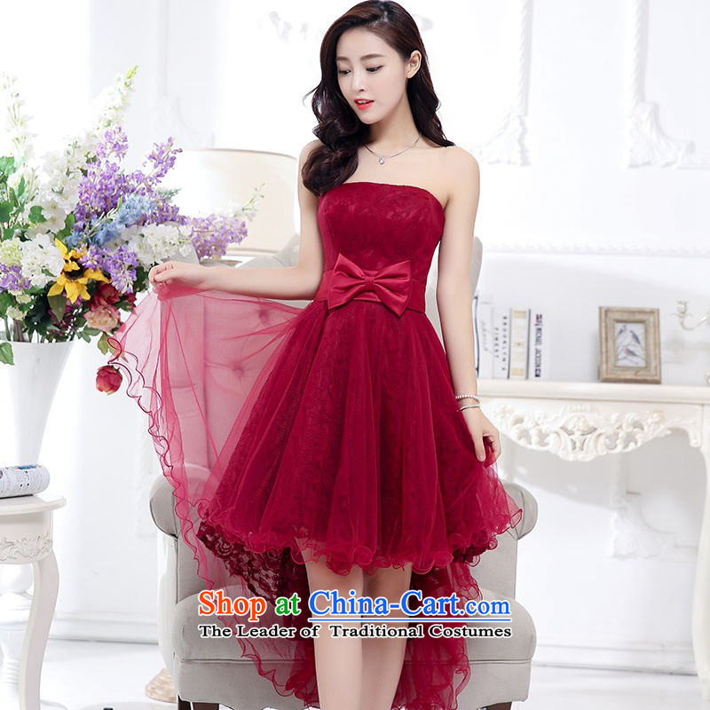 2015 Autumn and Winter, stylish Sau San Foutune Bow Ties With chest lace dresses Bridal Services evening dresses temperament gentlewoman long skirt as Princess skirt sweet bridesmaid services purple XL,UYUK,,, shopping on the Internet